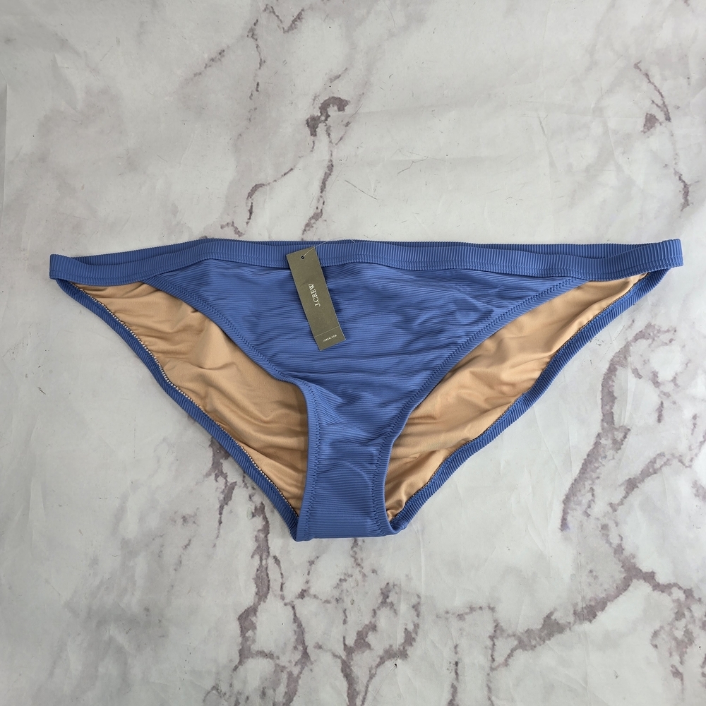 J Crew Swim Bottom Blue Hipster Low Rise Full Coverage Ribbed Trim Suit BH485